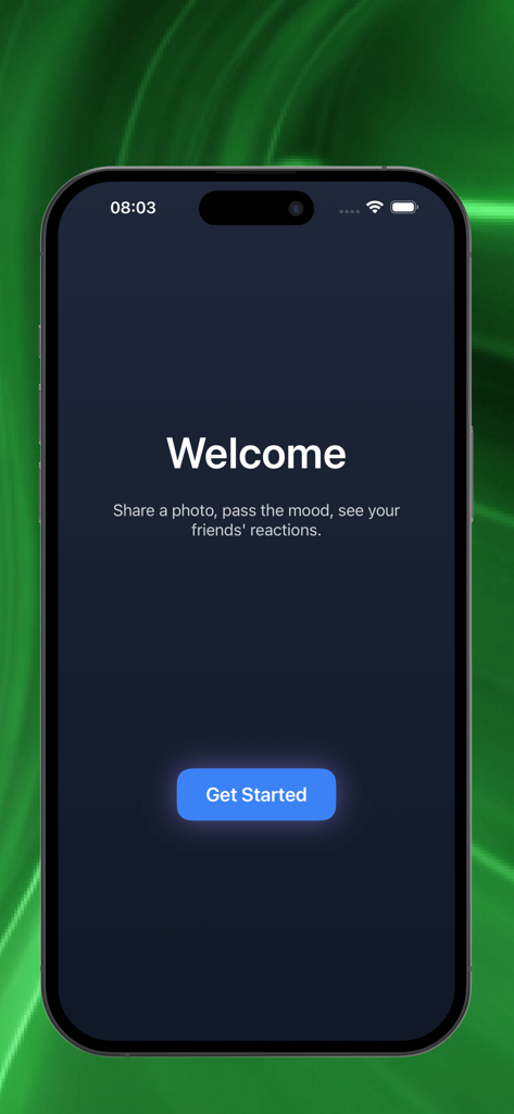 Fanvue:Flow Together - Welcome screen of Fanvue Flow Together app featuring a Get Started button