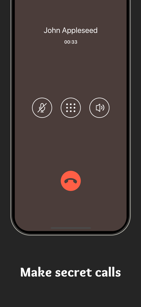 Texter: Second Texting Number - A smartphone screen displaying a private call in progress with the Texter app