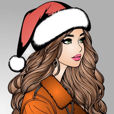 realistic girl in santa hat