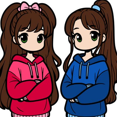 two girls in sweatshirts