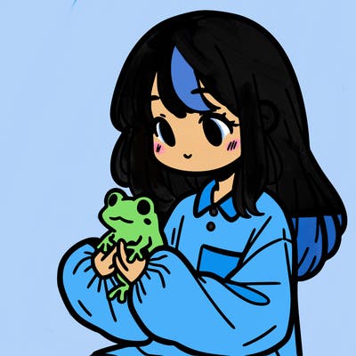 girl with long hair and a oversized shirt. and she is holding a frog