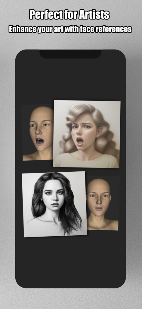 Face Model -posable human head - Comparison of 3D head models and digital art portraits used as drawing references for artists