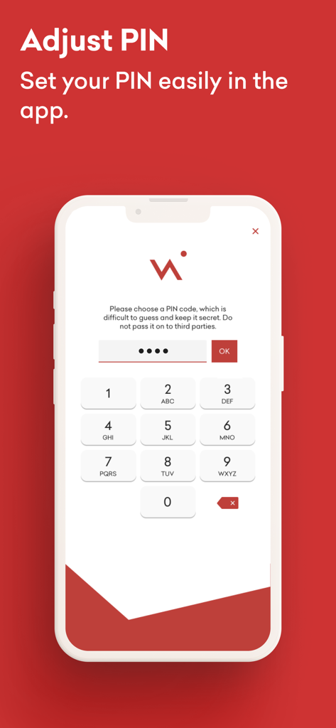 Swiss Bankers - Swiss Bankers app interface for easily setting or changing a card PIN