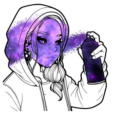 a realistic girl, spray painting