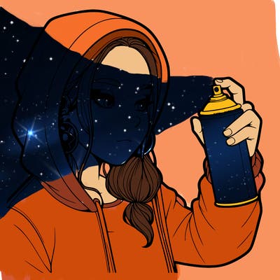 a realistic girl, spray painting