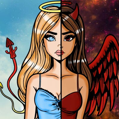 devil vs angel realistic girl