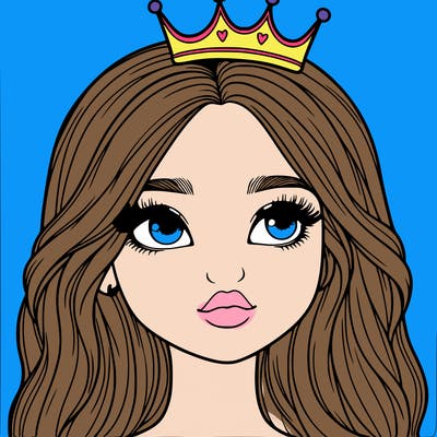 a realistic girl with a crown on