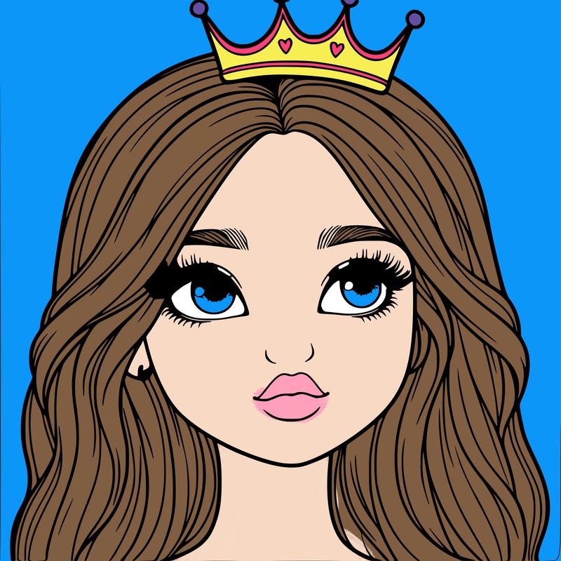 a realistic girl with a crown on