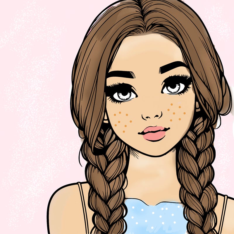 realistic girl with braids