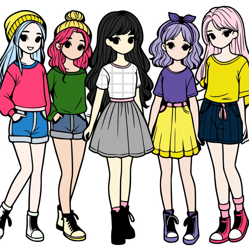 a group of five girls