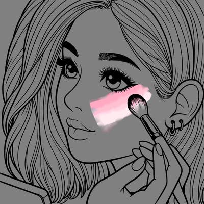 a realistic girl doing her makeup