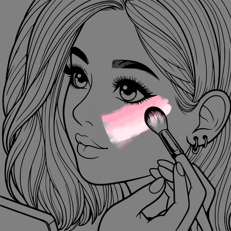 a realistic girl doing her makeup