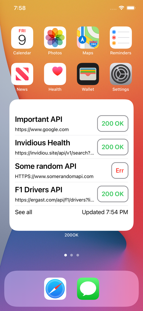 200OK | API Health & Status Monitoring Widgets