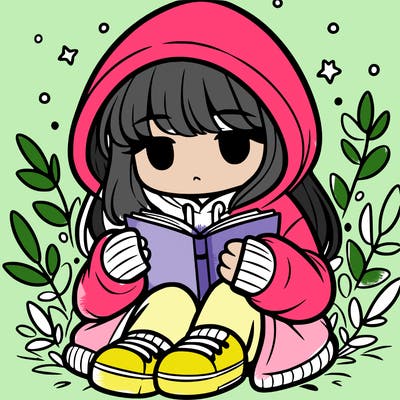 girl in oversized hoodie reading a book