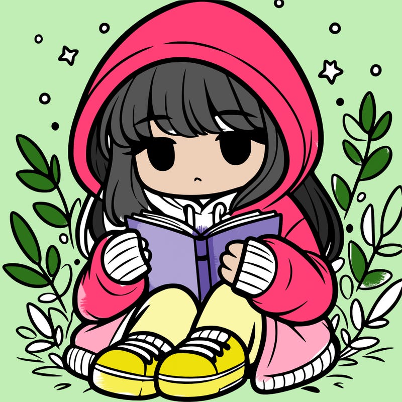 girl in oversized hoodie reading a book
