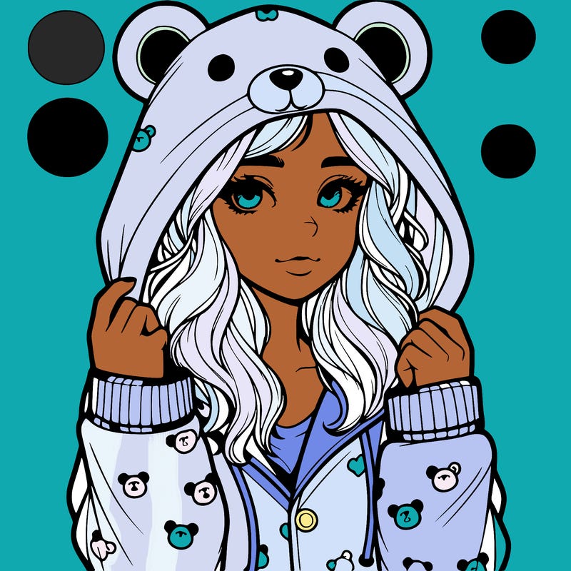 realistic girl in a animal pjs hoodie