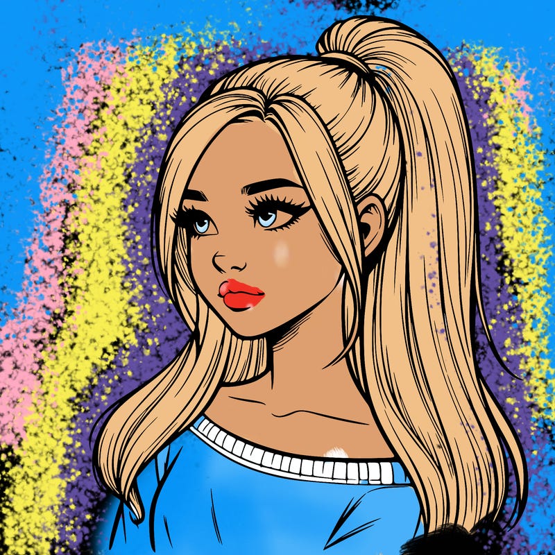 realistic girl with a high ponytail