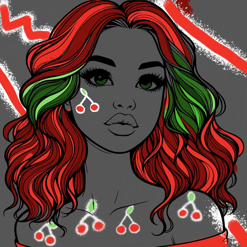 realistic girl with wavy hair and lips