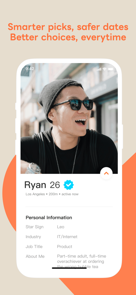 Un profilo utente verificato sull'app di incontri Tantan che mostra informazioni personali e posizione a Los Angeles