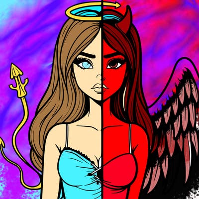devil vs angel realistic girl