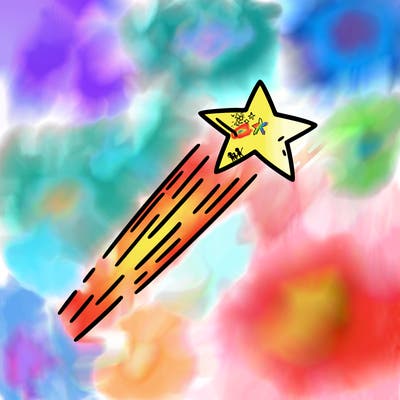 a shooting star in the sky