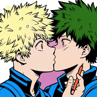 bakudeku kiss realistic