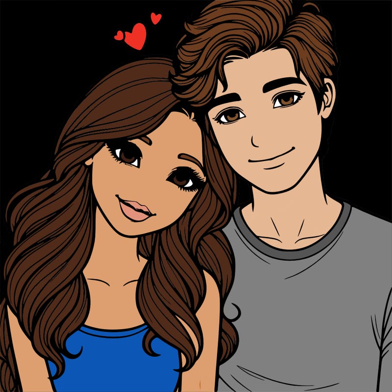 realistic girl and a boy in love