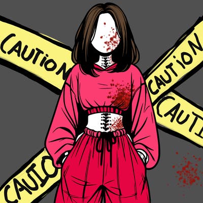 realistic girl faceless with baggy pants and a crop top