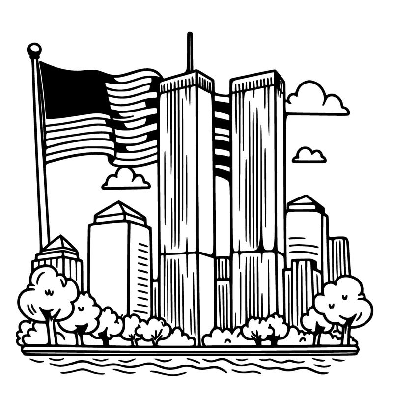 new york 9/11 memorial with the u.s flag