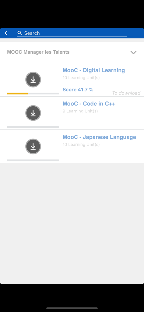 Cegid Talentsoft LMS App - Digital learning courses available for download in the Cegid Talentsoft LMS app