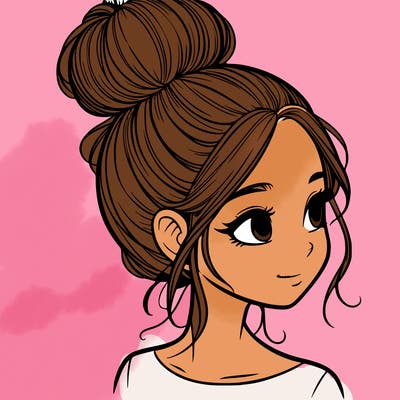a realistic girl with a bun