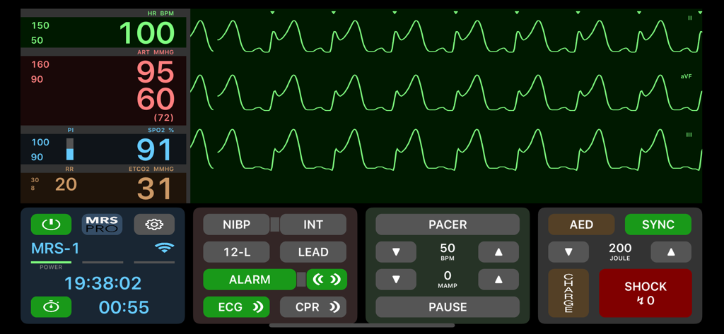 Medical Rescue Sim Pro - Realistic ECG simulation monitor for paramedic and nursing students