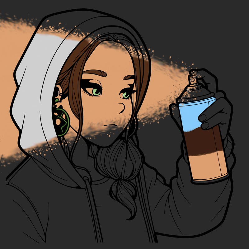 a realistic girl, spray painting