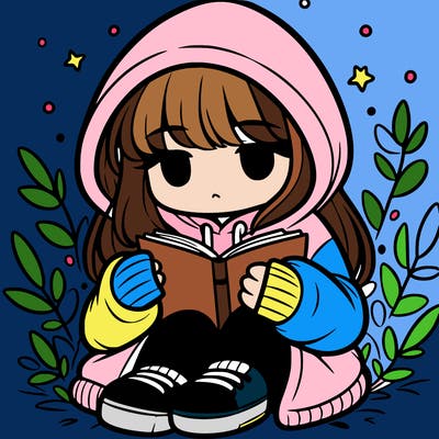girl in oversized hoodie reading a book