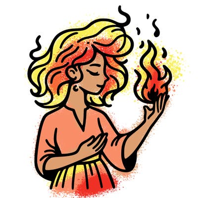 woman with fire