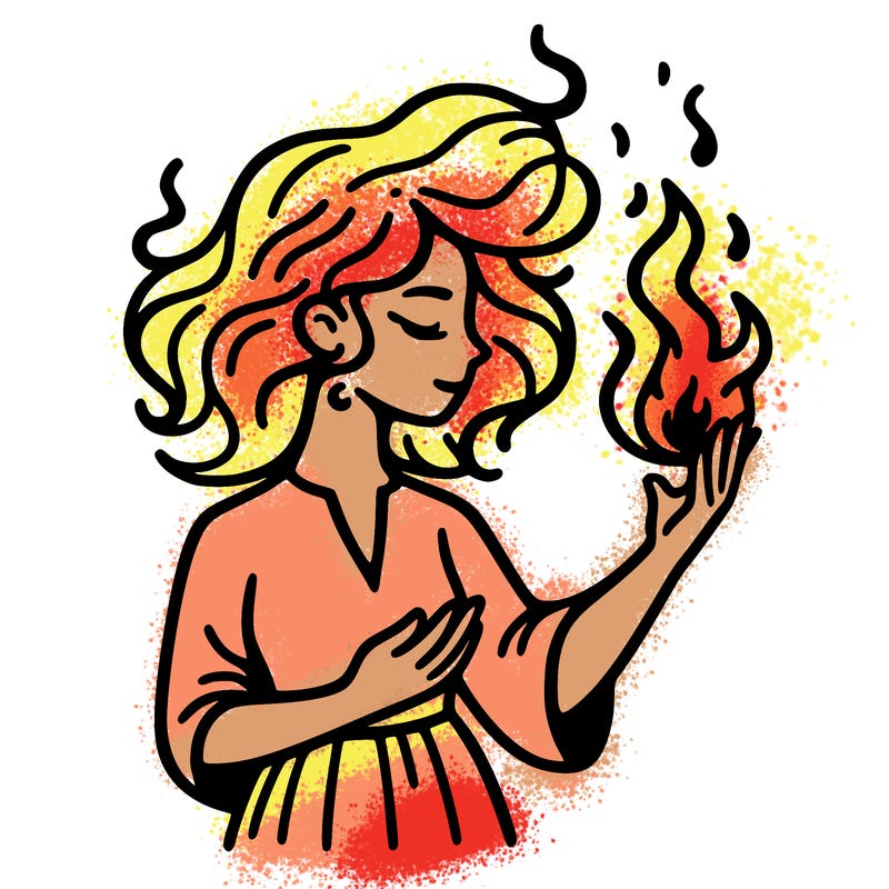 woman with fire