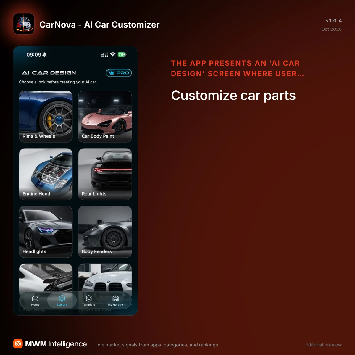 CarNova - AI Car Customizer - Photo & Video App | MWM
