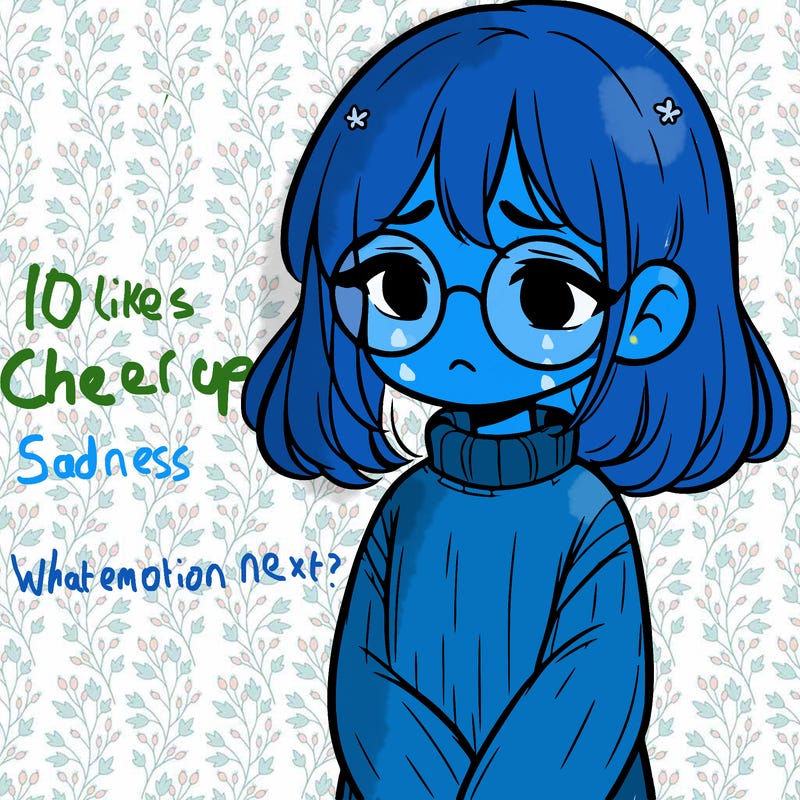 sad girl with glasses in a sweater