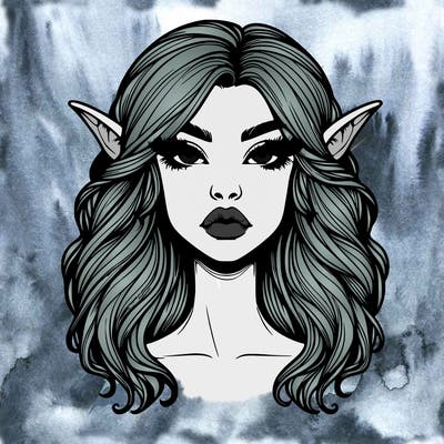 realistic beautiful scary female fae hair lips nose eyes