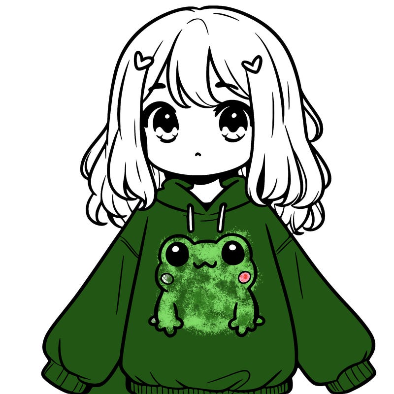 girl wearing frogging sweatshirt