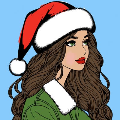realistic girl in santa hat