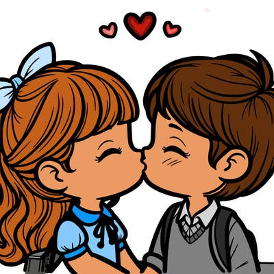 boy and girl kissing