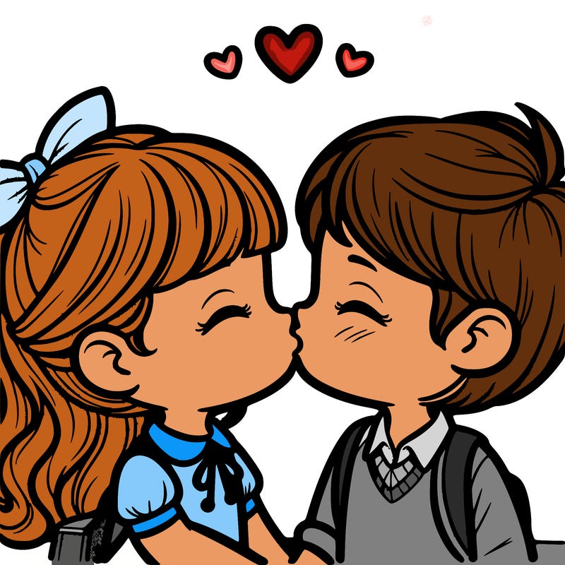 boy and girl kissing