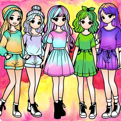 a group of five girls