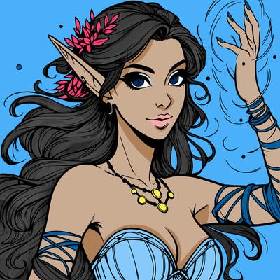 realistic elven woman glow magic wild chaos