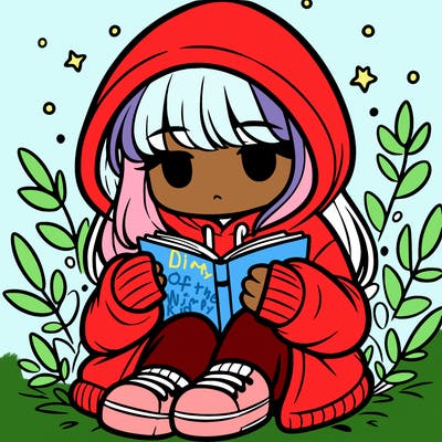 girl in oversized hoodie reading a book