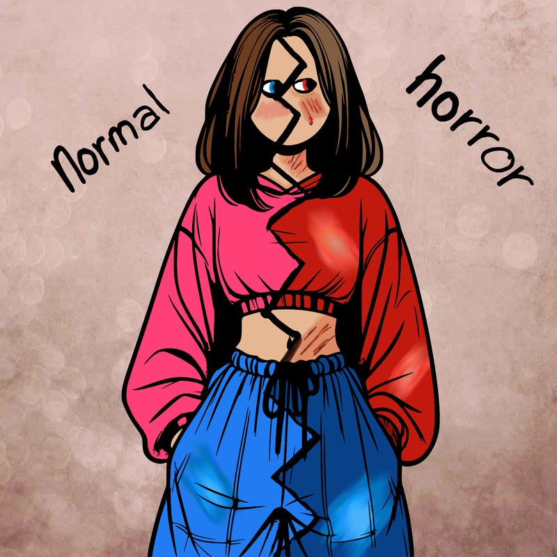 realistic girl faceless with baggy pants and a crop top