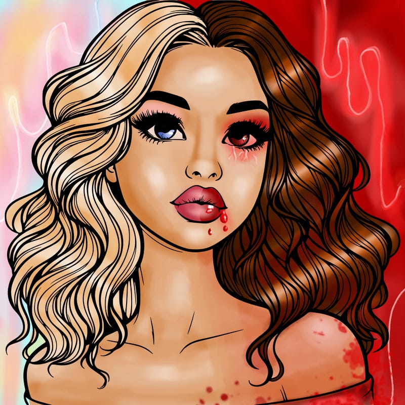 realistic girl with wavy hair and lips