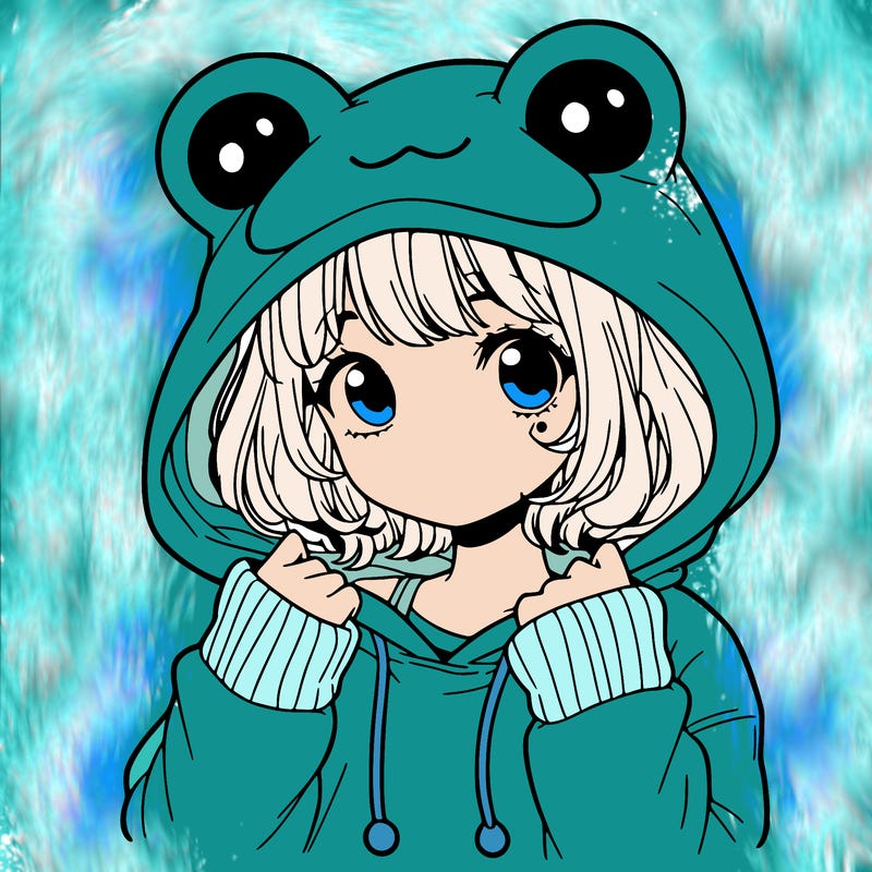 a cute teenage girl wearing a frog hoodie