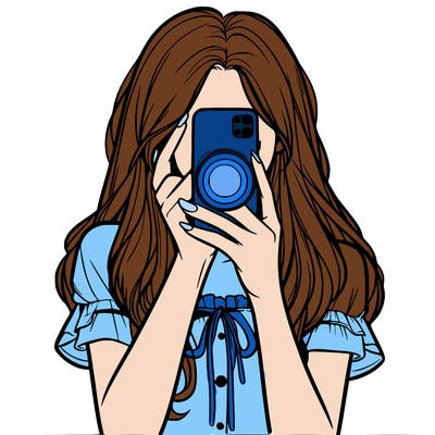 a realistic girl holding her phone taking pictures